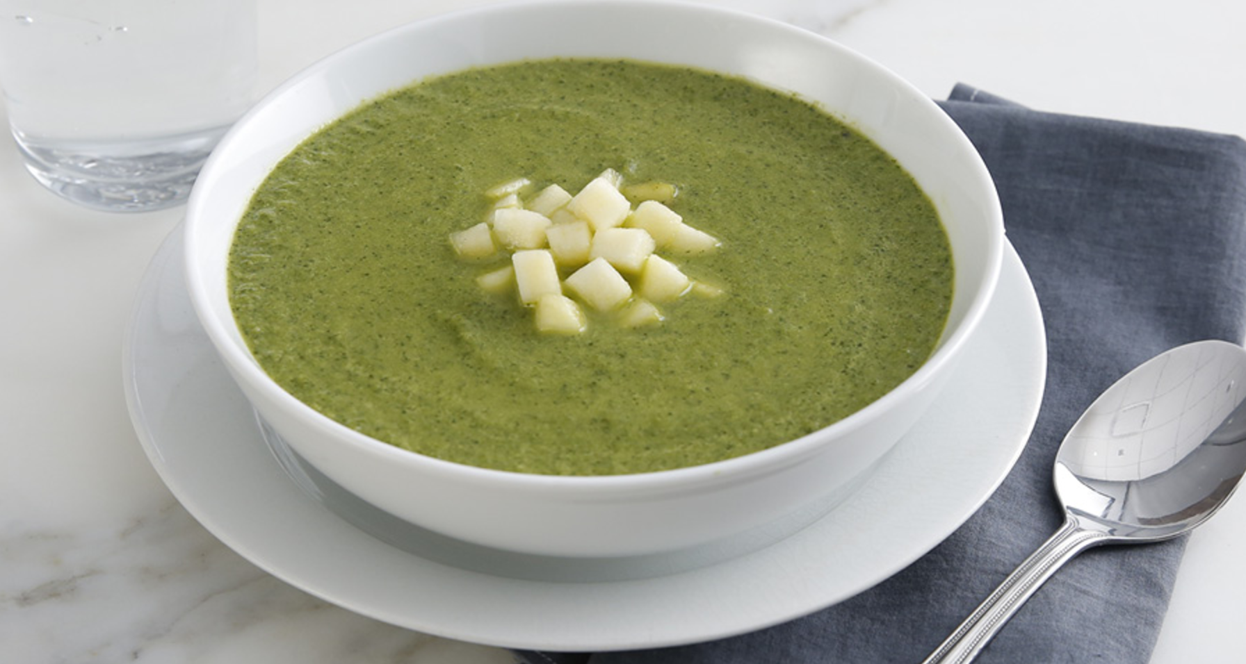 Chef Ming’s Creamless Watercress Soup With Honey-Apple Salsa