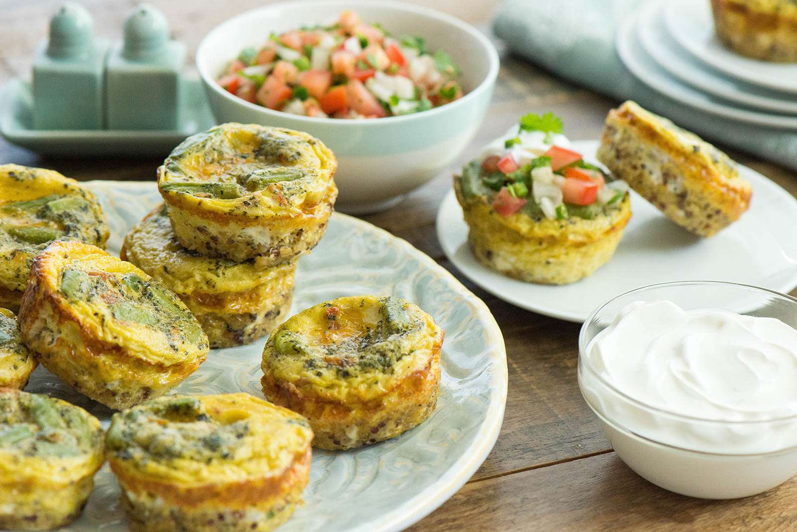 Mini Bulgur and Quinoa Frittatas with Green Beans and Dried Tomatoes