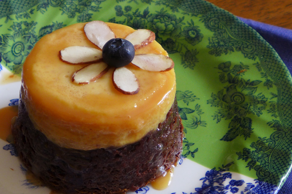 Almond Chocoflan - Nibbles and Feasts