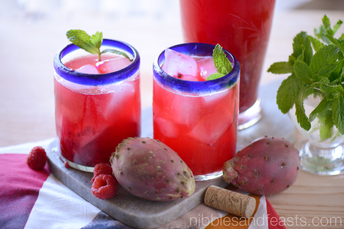 Minty Prickly Pear and Raspberry Sangria