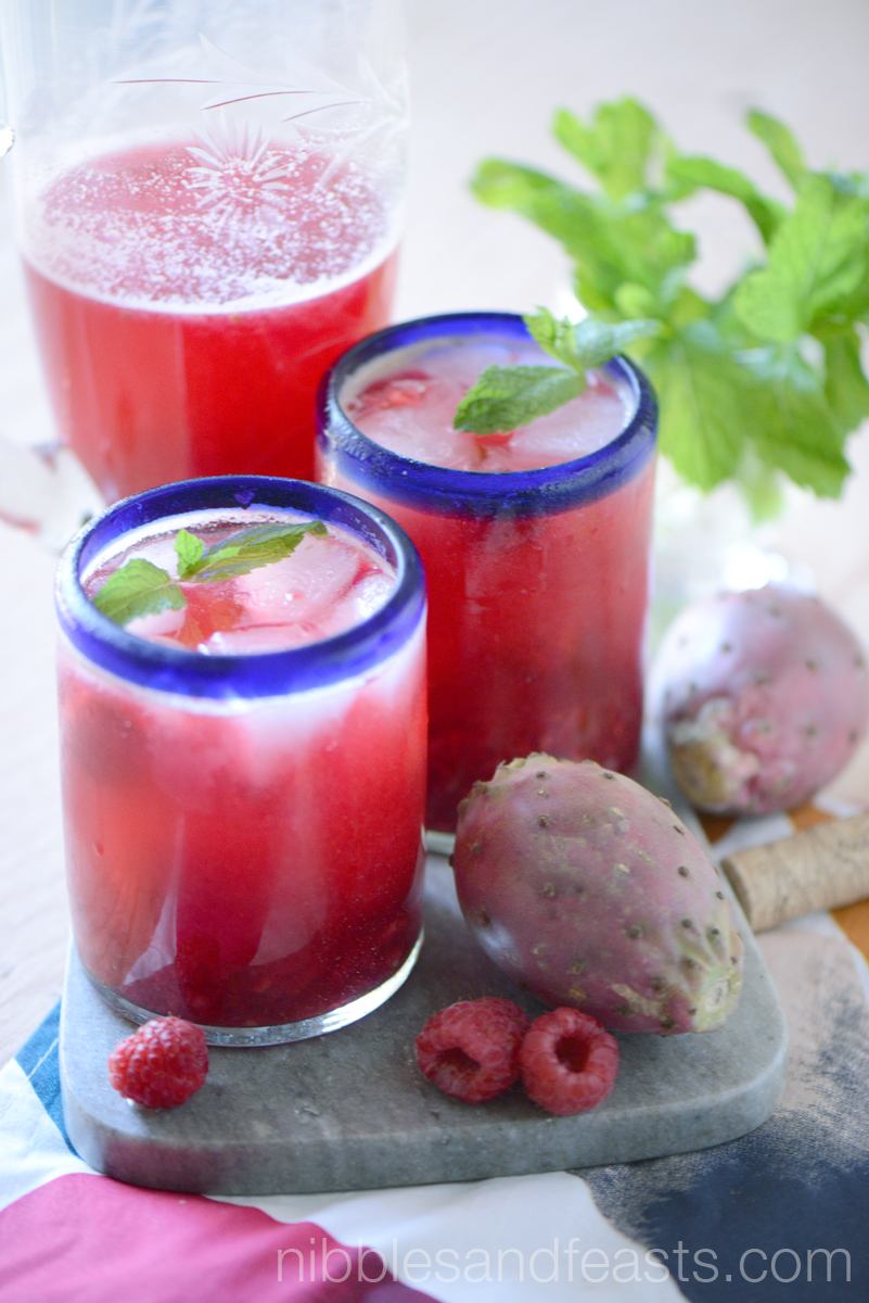 Minty Prickly Pear and Raspberry Sangria