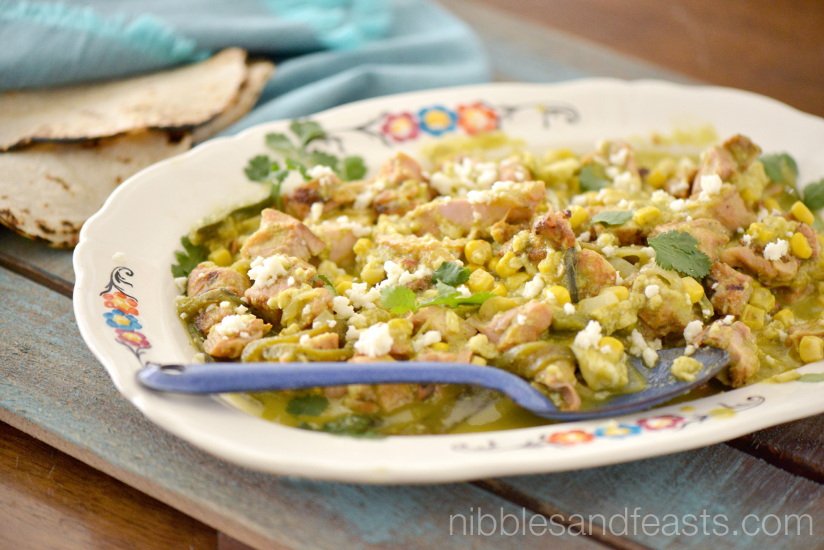 Chicken Chil Verde Guisado with Poblano and Corn