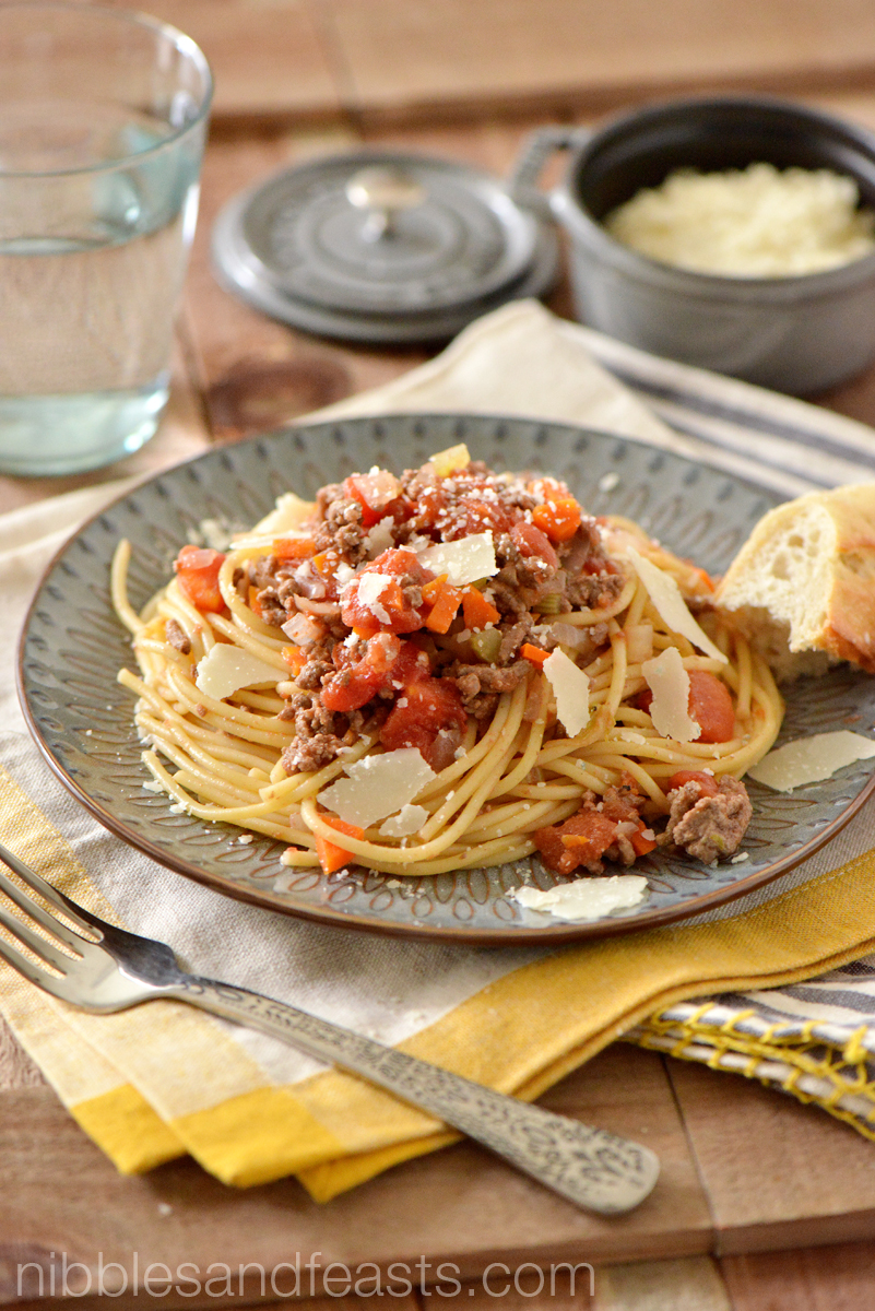 Spaghetti with San Marzano Tomato Meat Sauce