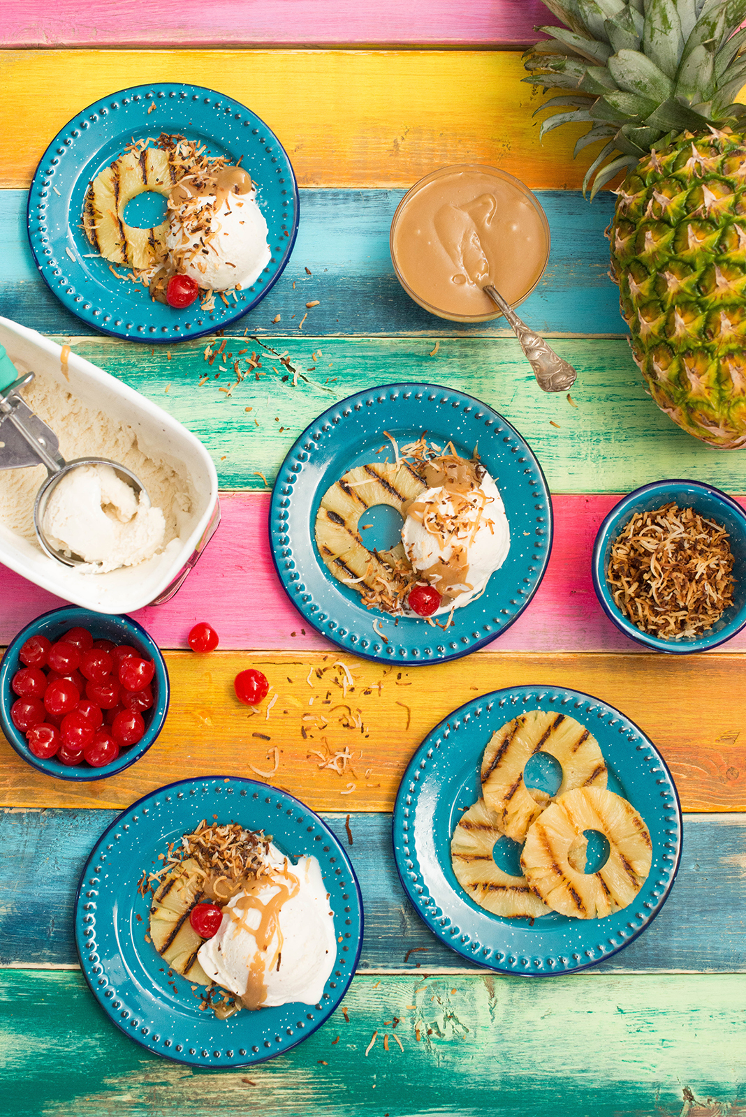 Grilled Piña Colada With Hot Buttered Rum Sauce