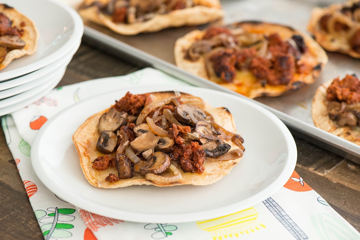 Grilled Mushroom Chorizo Tostadas