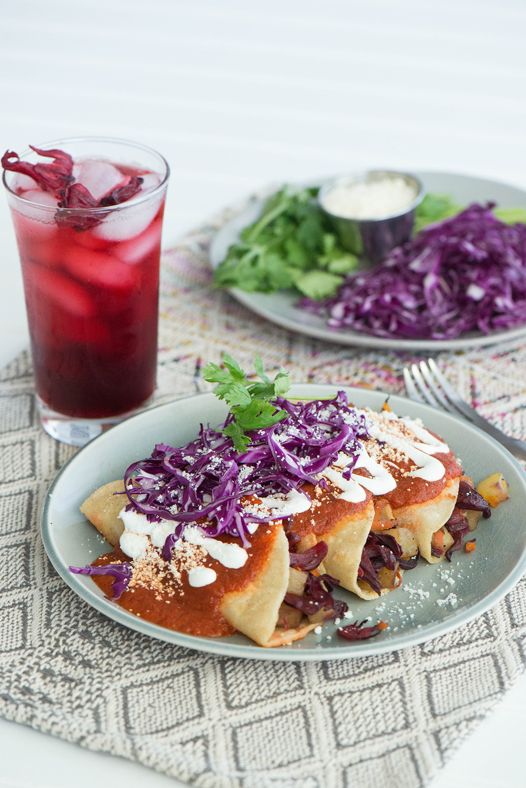 If you are looking for a great recipe, This is the one for you! The sauce is very mild and smoky, and the potatoes and carrots complement the tanginess of the hibiscus in the filling. It all works together perfectly. Top with a drizzle of crème fraiche, a sprinkle of Cotija cheese, a handful of cabbage, and a sprig of cilantro. Enjoy! For more recipe ideas visit landolakes.com or follow along on Facebook, Instagram or Twitter.