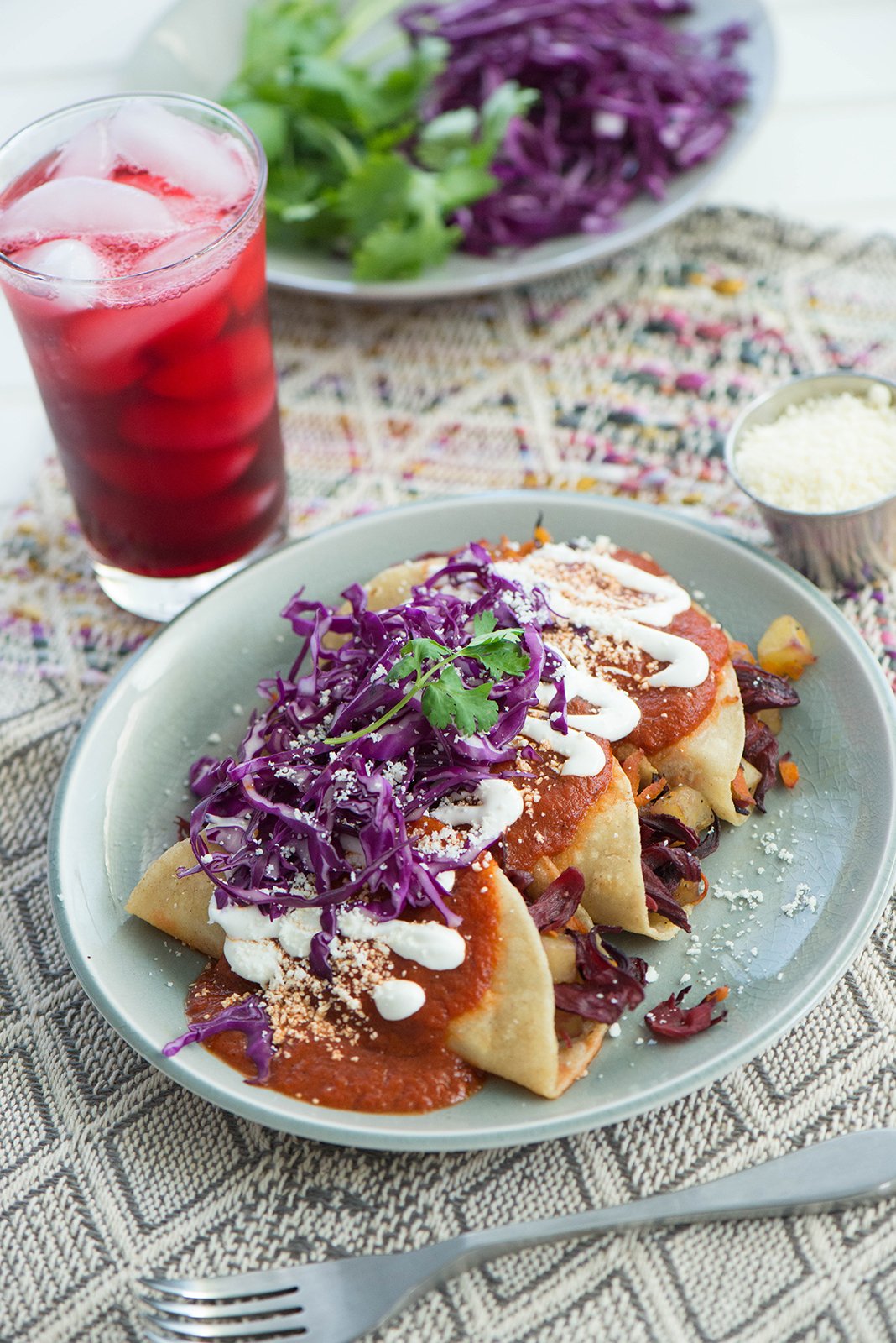 If you know me, you know enchiladas are my favorite food. Not just any enchiladas, my mom’s enchiladas. They must be homemade. No canned salsa. All made from scratch. No shortcuts. My mother’s enchiladas were customarily filled with shredded chicken breast, a bit of onion and a hint of cheese. Not overly smothered in gooey cheese, like they are served at some restaurants nowadays. The cheese must be crumbled queso fresco or queso cotija. The type of cheese that is a bit gritty and does not melt. It only softens and enhances the flavor of the filling and sauce that coats the corn tortilla.