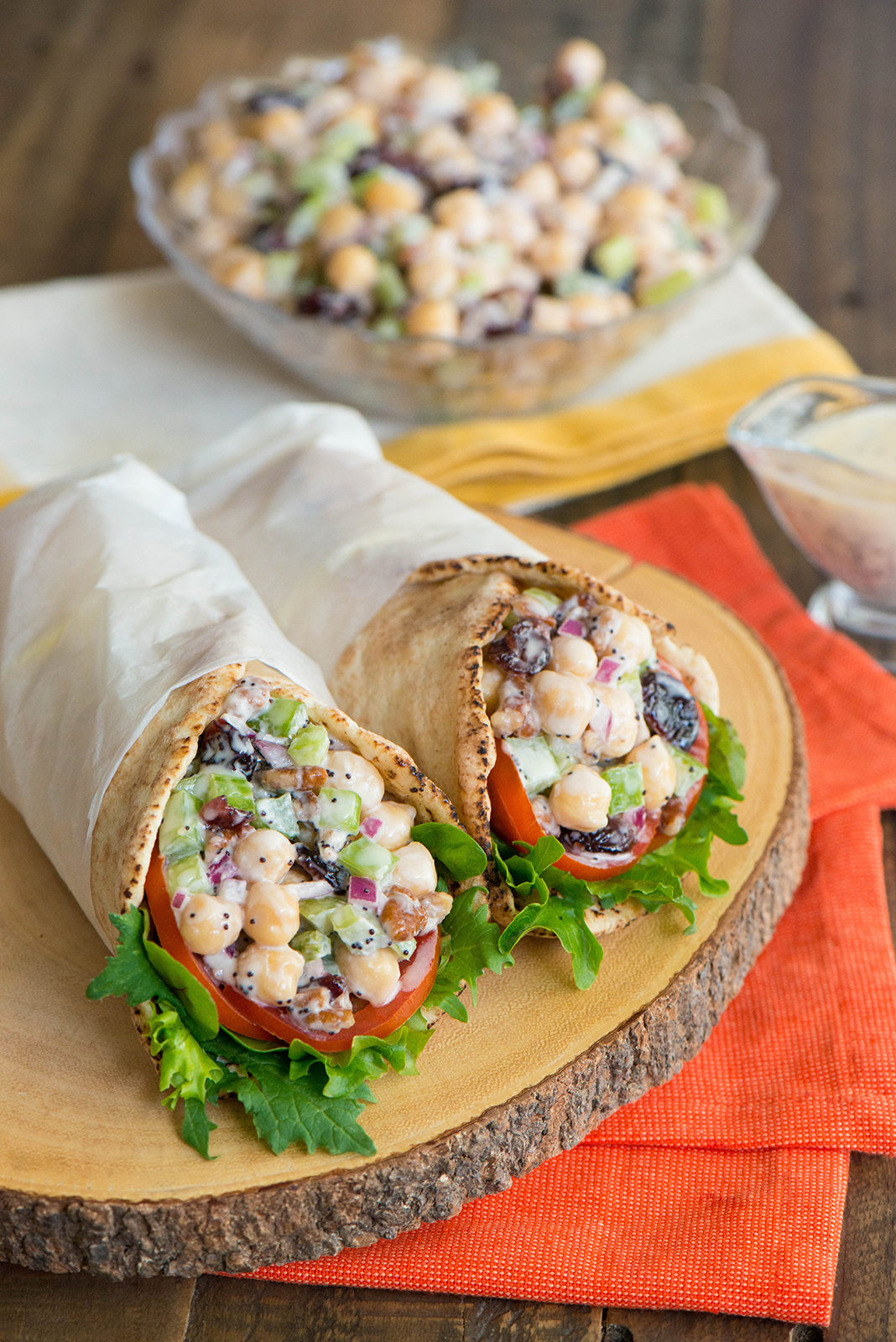 Chickpea Salad Wraps with Maple-Poppy Seed Dressing