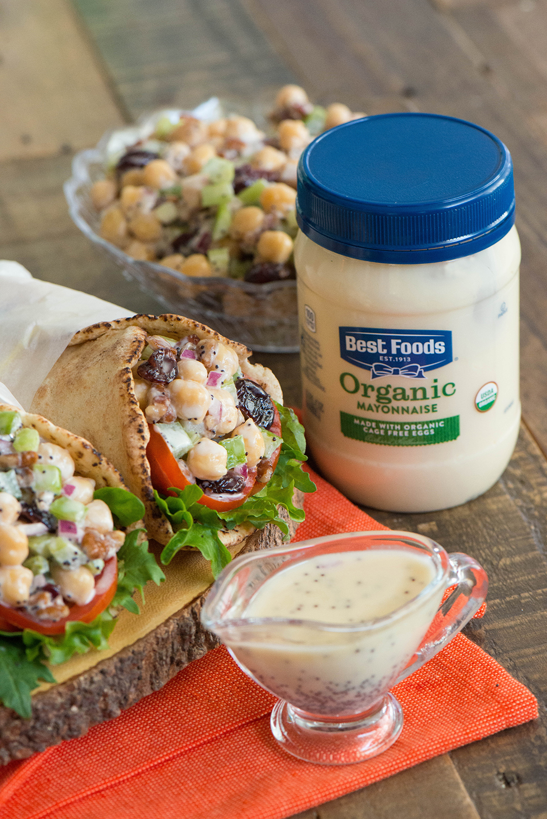 Chickpea Salad Wraps with Maple-Poppy Seed Dressing