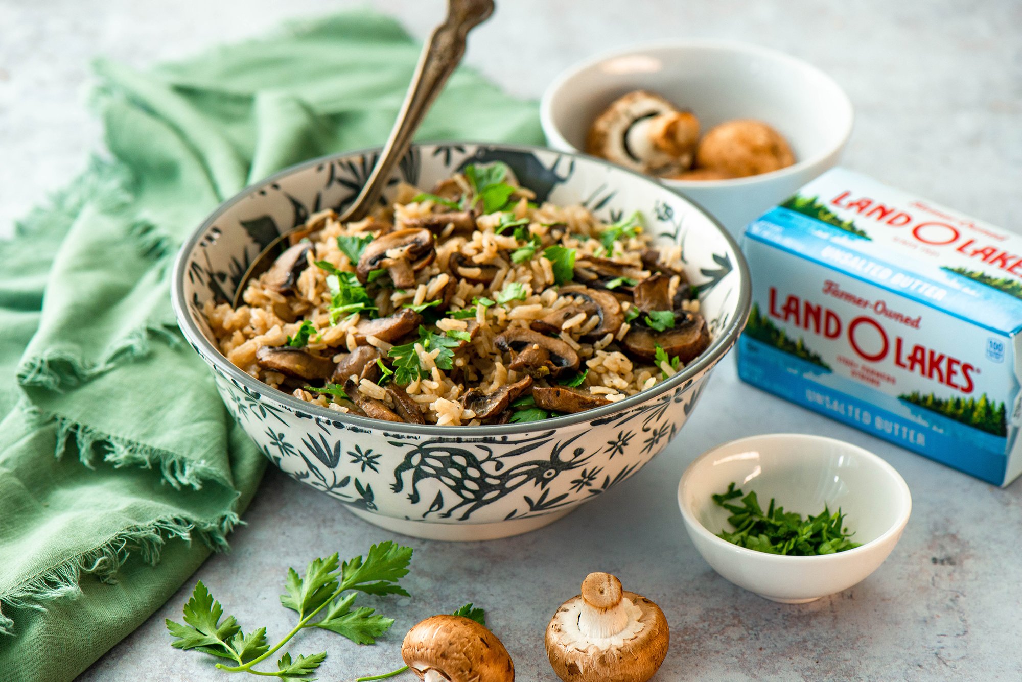 Mushroom and Green Onion Rice Nibbles and Feasts